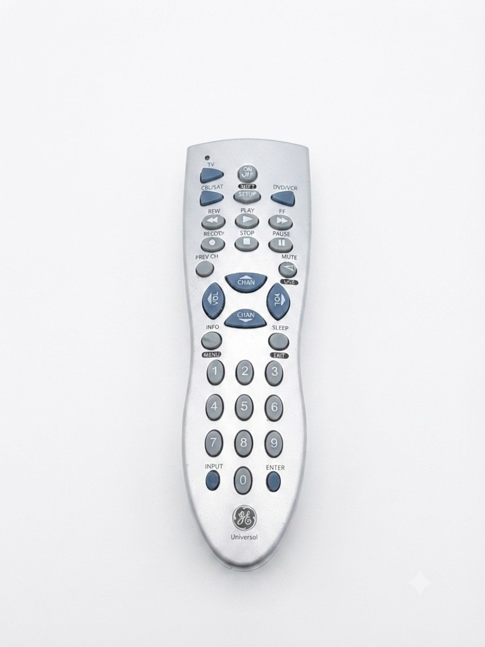 GE 4-Device Universal Remote Control – Ergonomic TV VCR DVD CBL SAT